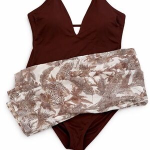 Elegant Brown One-Piece Swimsuit